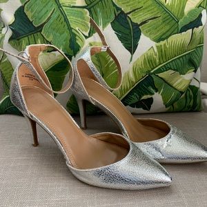 Metallic Ankle Strap Heels